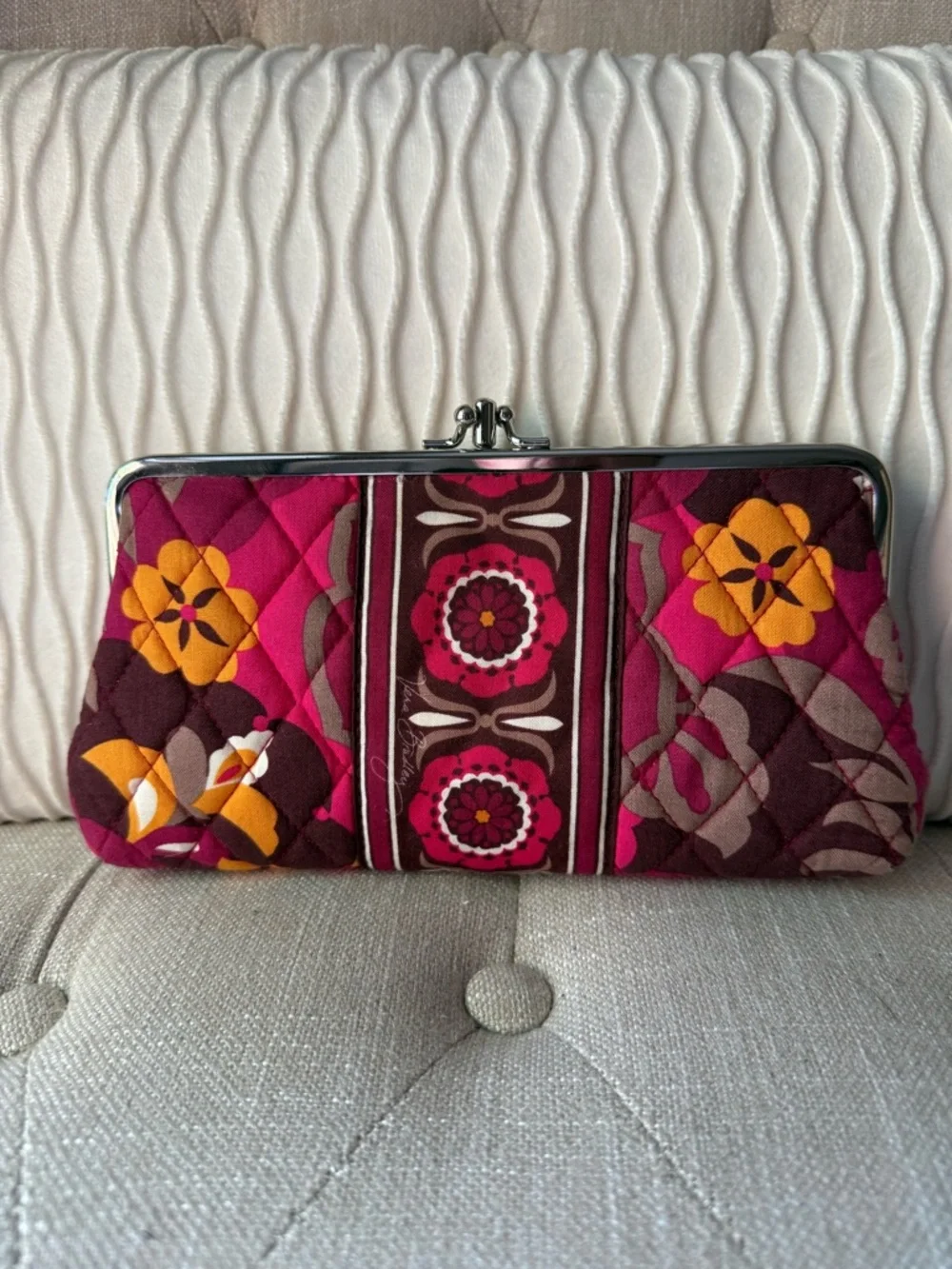 Vera Bradley Carnaby Double Kisslock Clutch Wallet Quilted